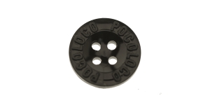 Must, nelja auguga plastiknööp, 15mm, 24L