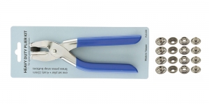 Pliers for ø15 mm o-spring press buttons & 4 sets of press buttons, PLS-203