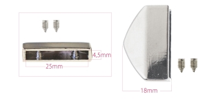Screw-fastened metal belt end fo rbelt width 25mm, plating: nickel