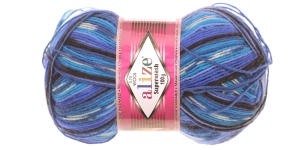 Polüamiidisisaldusega villane sokilõng; Värv 4446 (Sinakates toonides), Alize