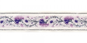 Jacquard koristenauha, väri violetti-valkoinen