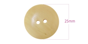 Wooden Button, 2 holes, ø25 mm x 4,5 mm (button size: 40L): color: birchwood