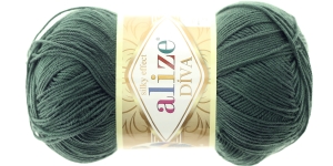 Diva Silk Effect Yarn; Colour 131 (Dark Green), Alize