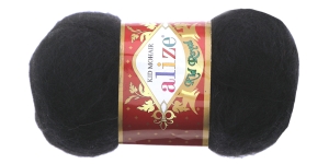 Imepeenike mohäärisisaldusega lõng Alize Kid Royal Mohair 50g, värv 60 must