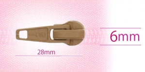 6 mm coil, spiral zipper slider, for flat coil, flax beige