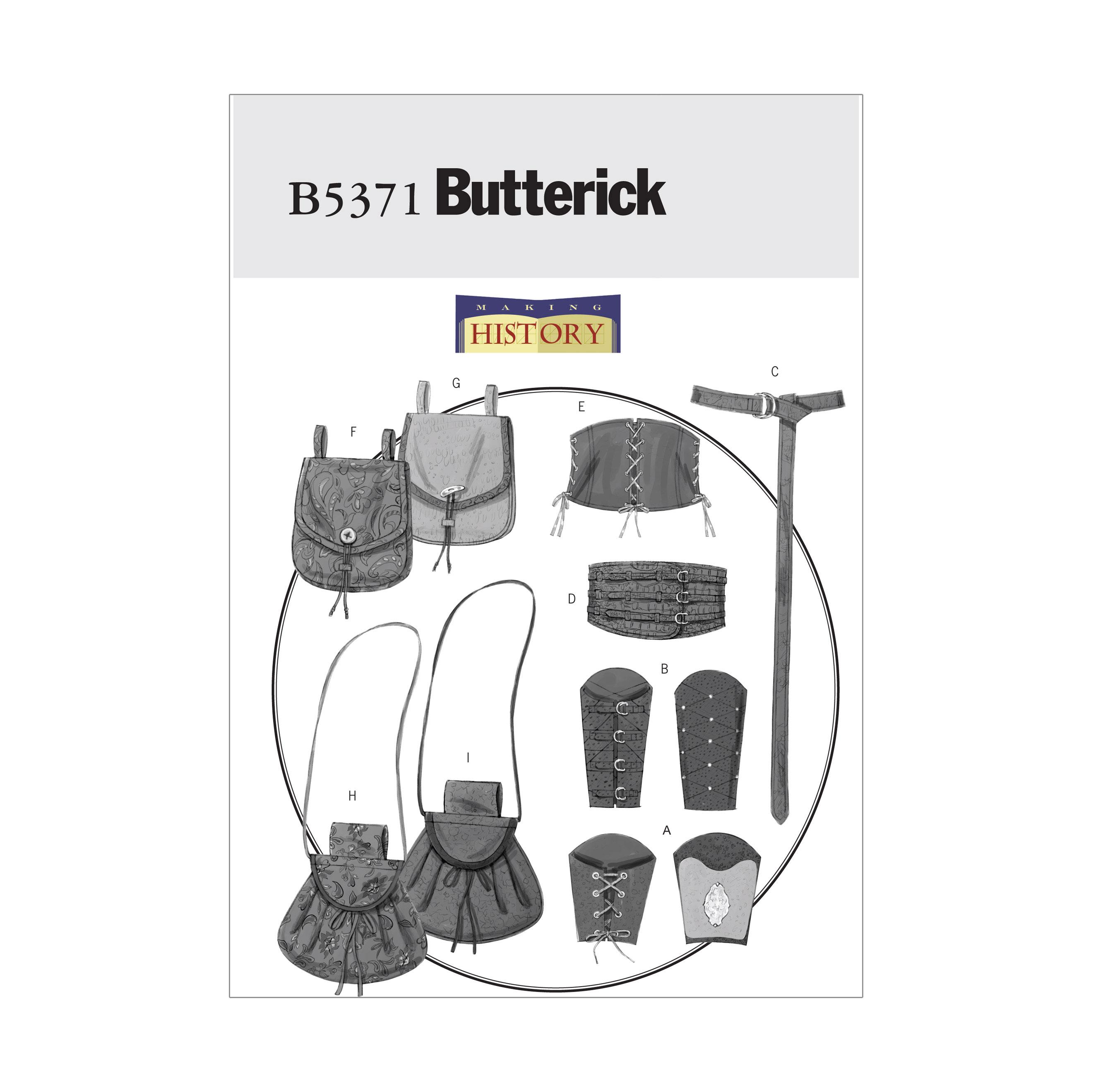 Sewing Pattern: Misses', sizes: Men's Wrist Bracers, Corset, Belt And  Pouches, Butterick B5371, Historical and Ethnic Costumes