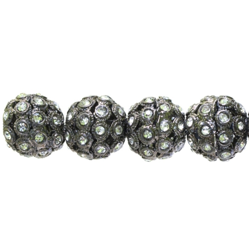 Metallist klaaskristallidega pärl, 12mm