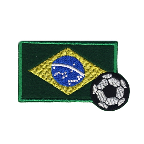 Triigitav Aplikatsioon; Jalgpall ja Brasiilia lipp/ Embroidered Iron-On Patch 7,5x4,5 cm