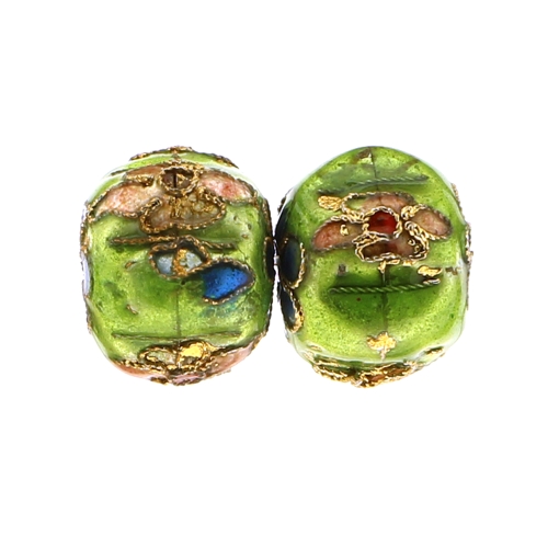Värvilised, ümarad, maalitud cloisonne metallhelmed 18 x14mm