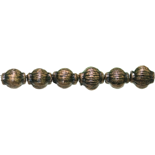 Ümarad, antiikse reljeefse mustriga plasthelmed 11 x 10mm