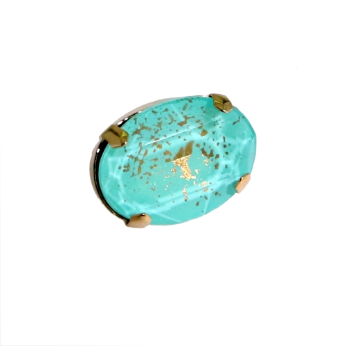 Ovaalne, klaasist, kuldläikega, metallümbrisega, riputis, 30x22x15mm