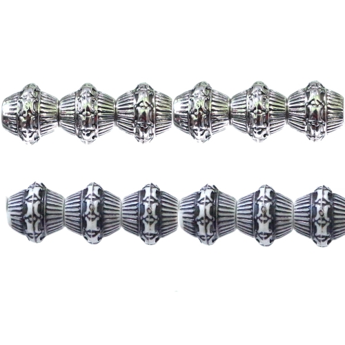 Topeltkoonusekujuline, ümara vormiga graveeritud mustriga riputis/helmes CCB plastikust 12 x 10mm