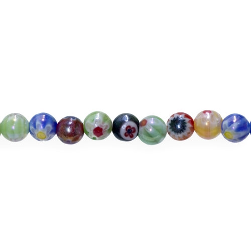 Kirjud mustrilised ümarad millefiori pärlid 6mm