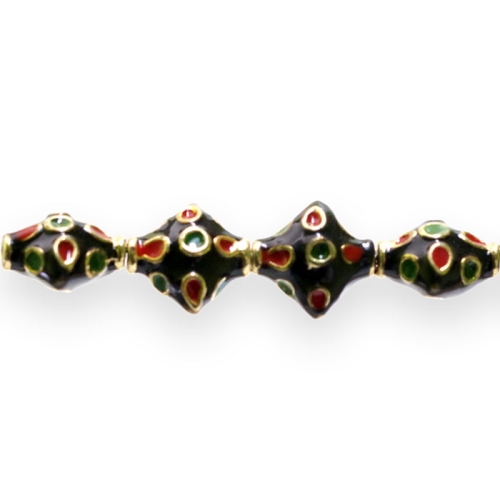 Värvilised, maalitud kandilised lapikud cloisonne metallhelmed, 11 x 11 x 6mm