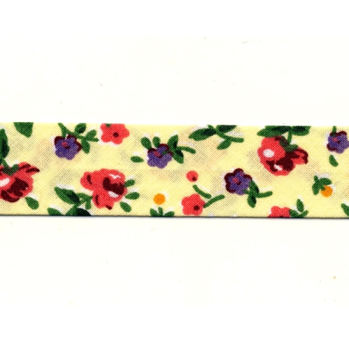 Puuvillane lilledega diagonaalkant, Half Cotton Bias Binding, 20 mm