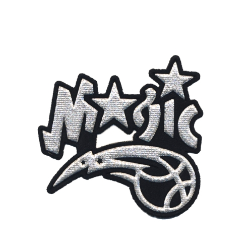 Embroidered Iron-On Patch; Basketball, "Magic", 7 x 6,5 cm