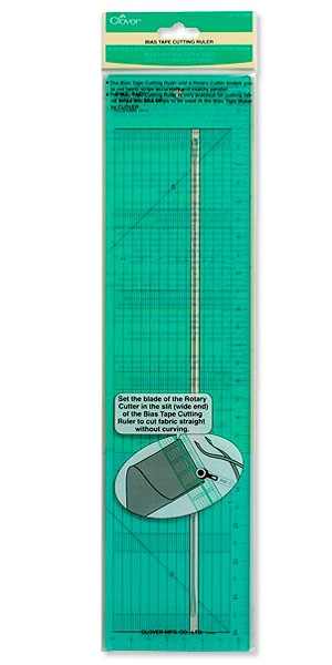 Lõike- ja märkimispiluga joonlaud diagonaalkandi valmistamiseks, 10 cm x 40 cm, Clover (Japan) 57-924