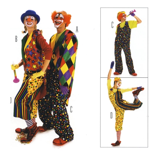 Klounid, Lõiked suurustele (Eur Sizes) Naised: 36(S)-54(XXL) ja mehed 44(S)-60(XXL)  / Clowns / Burda 2477