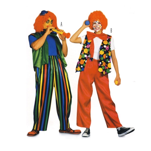 Klounid, Lõiked suurustele (Eur Sizes) Naised: 38(M)-48(XL) ja mehed 44(S)-54(XL)  / Clowns / Burda 3841