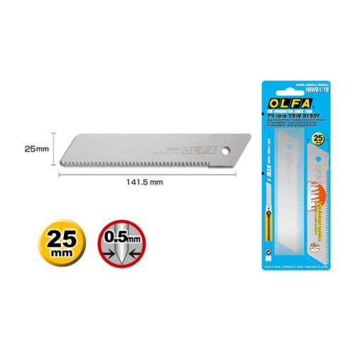 Varu-saetera OLFA 25mm kartonginoale / 25mm Replacement Pull-Saw Blade / OLFA (Jaapan), HSWB-1/1B