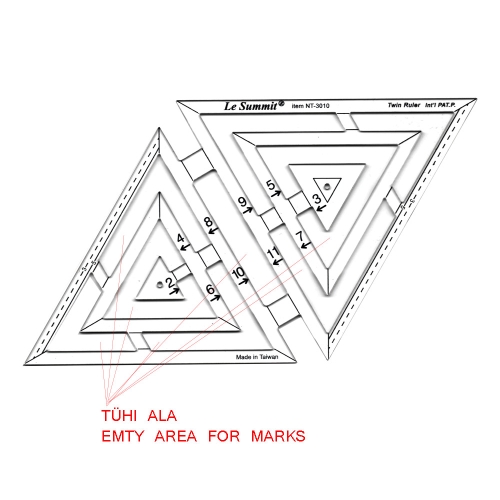 Šabloon-joonlaud, Transparent Twin Triangle Ruler, max.123mm, LeSummit NT-3010