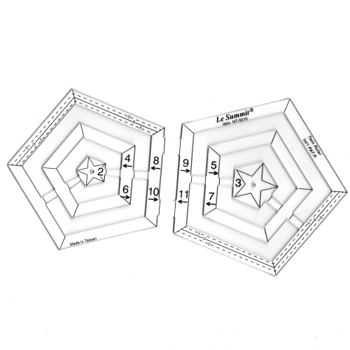 Šabloon-joonlaud, Transparent Twin Pentagon Ruler, max.70mm, LeSummit NT-5010