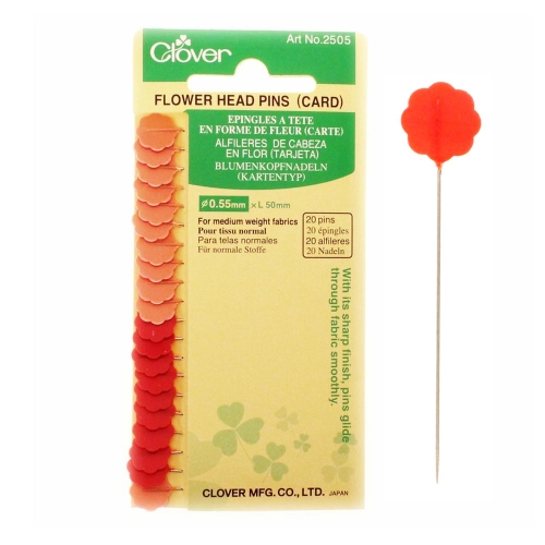 Lamanduvad (üleõmmeldavad) peened nööpnõelad; 20 tk, 50x ø0,55 mm, Clover (Jaapan), 2505
