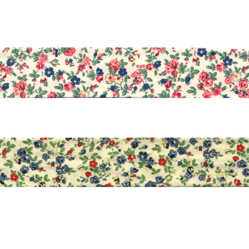 Puuvillane roosinuppudega diagonaalkant, 30 mm, "Floral", Byetsa