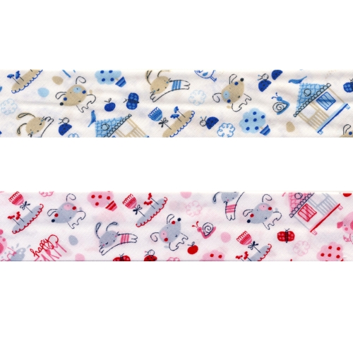 Puuvillane rõõmsate loomakestega diagonaalkant, 30 mm, "Sweet", Byetsa