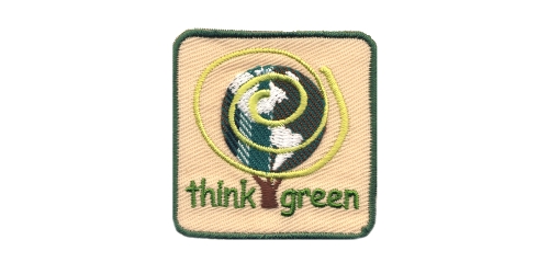 Triigitav aplikatsioon; Maalima puu, "Think Green", 5 x 5 cm