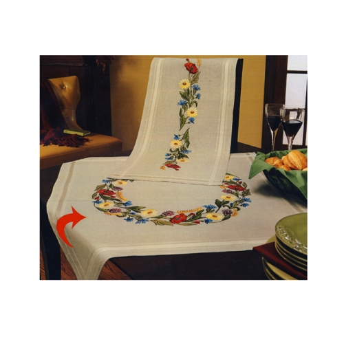 Poollinane suvelilledega tikkimiskomplekt-laudlina seeriast Mary Ann, Duftin Art. 7065, 80cm x 80cm