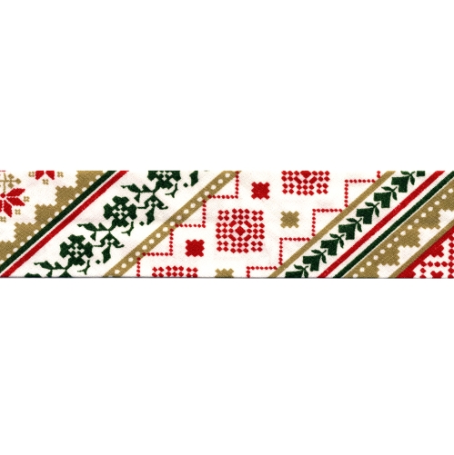 Puuvillane Jõulumustriga diagonaalkant laiusega 30 mm, "Christmas", Byetsa