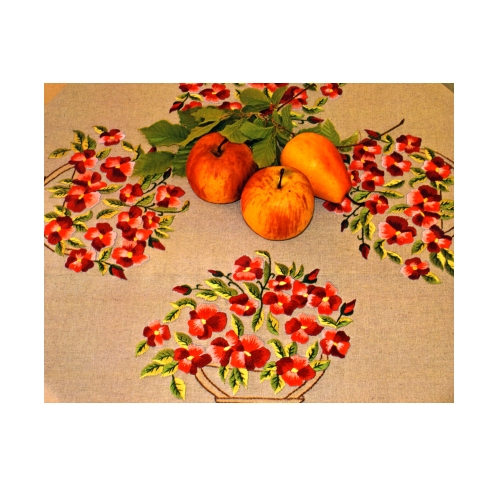 Poollinane lillekorvi mustrigatikkimiskomplekt-laudlina seeriast Mary Ann, Duftin Art. 7049, 80cm x 80cm