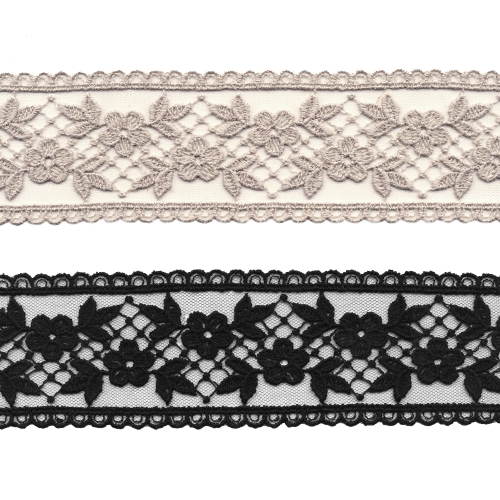 Õrn tüllile tikitud vahepits WT-30923 laiusega 5,5 cm 