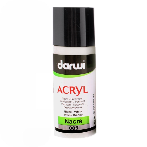Pärlmutterefektiga (valge) akrüülvärv-värvilisand, 80ml, Darwi Acrylic Nacree Pearlescent (White)