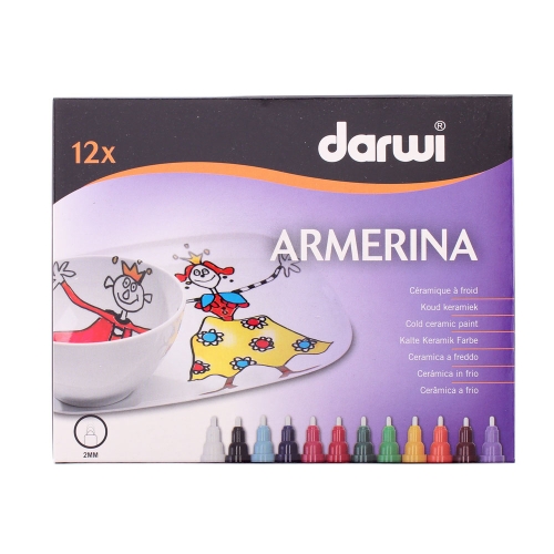 Portselani viltpliiatsite Darwi Armerina komplekt, 2mm joon, 12tk x 6ml 