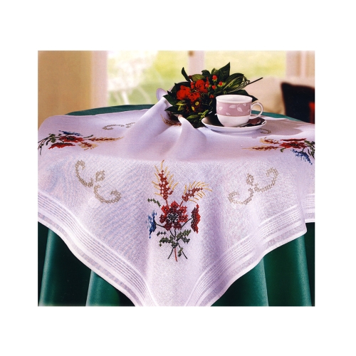 Ristpistes lillekimpudega tikkimiskomplekt-linik seeriast Saar, Duftin Art. 10-292, 80 cm х 80 сm