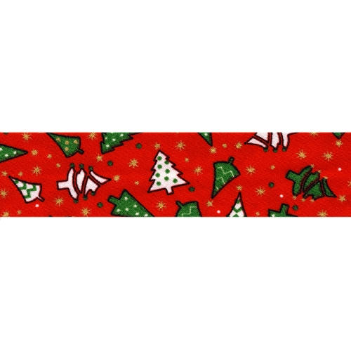 Poolpuuvillane jõulumustriga diagonaalkant laiusega 30 mm, "X'MAS", Byetsa