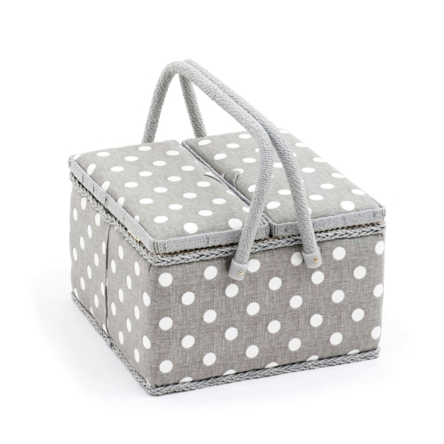 Suur õmblustarvikute karp: Grey Linen Polka, (d/w/h): 25 x 25 x 17 cm, Hobby Gift MRLTLE.268
