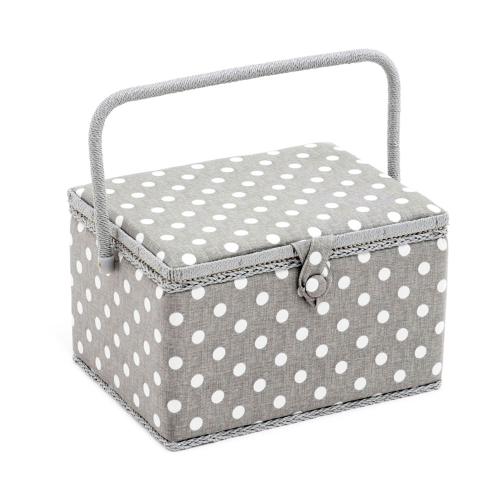 Suur õmblustarvikute karp: Grey Linen Polka, (d/w/h): 23.5 x 31 x 20 cm, Hobby Gift MRL.268