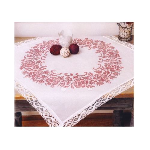 Pitsiga roosimustriga tikkimiskomplekt-laudlina, Duftin Art. 15-105, 85cm x 85cm