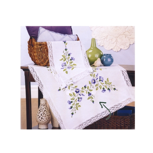 Pitsiga õiemustriga tikkimiskomplekt-laudlina, Duftin Art. 14-516, 85cm x 85cm
