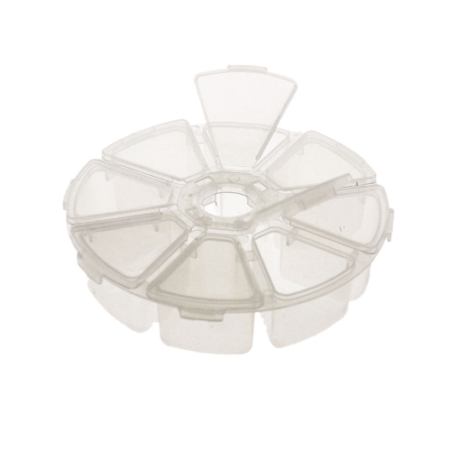 Plastmassist (PP) läbikumav ümar säilituskarp, 8 sektoriga, ø10 x 3 cm, KL1306