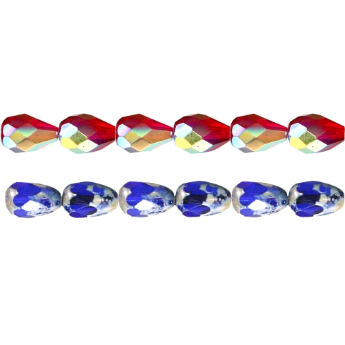 Tilgakujuline pikuti läbistatud 10 x 7 mm tahuline klaashelmes, Tšehhi