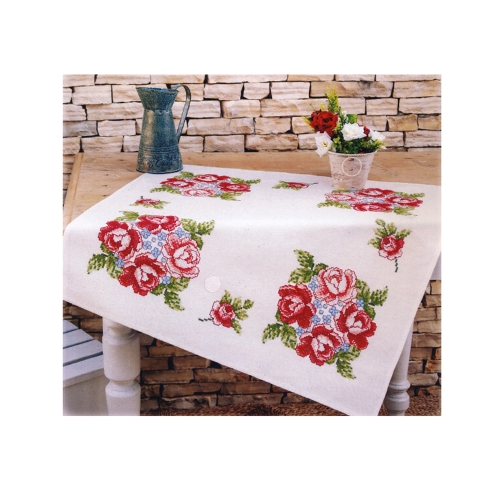 Poollinane roosimustriga ristpistes tikkimiskomplekt-laudlina, Duftin Art.5183, 72cm x 72cm