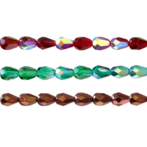 Tilgakujuline pikuti läbistatud 8 x 6 mm tahuline klaashelmes, Tšehhi