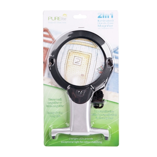 Surrennuslasi LED-valaisu, suurennus 2,5x ja 8x, lasi ø10cm, PureLite CFPL05