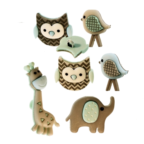 3D kannaga dekoratiivnööpide komplekt, max 3,5 cm, 6 tk, Dress It Up #9317 (USA)