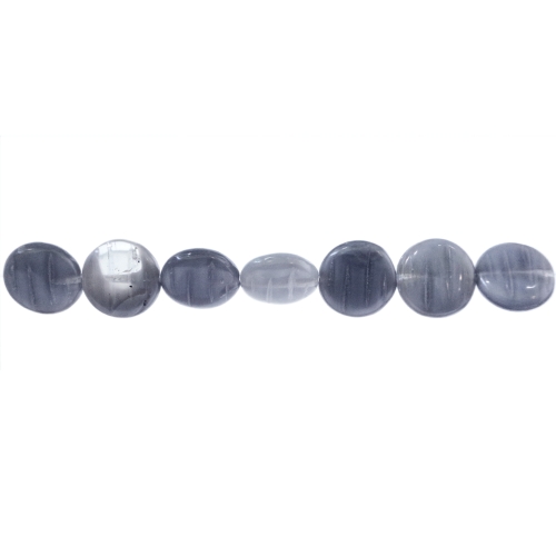 Mündikujuline triibureljeefidega poolläbipaistev vesihall piimjate triipudega 12x4mm klaashelmes (Preciosa)