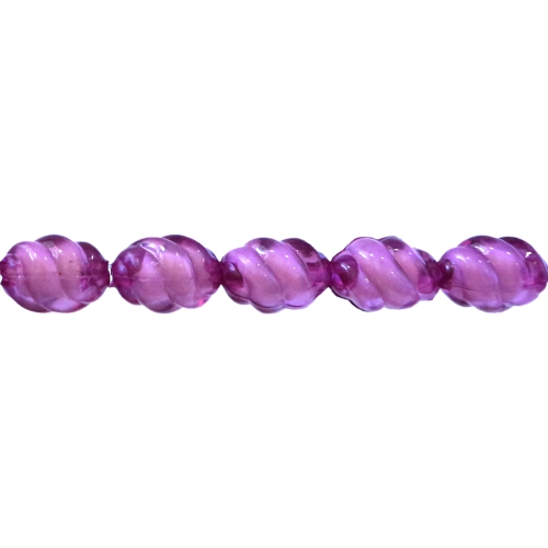 Pärl-pärlis ovaalsed spiraaljate soontega klaasjad akrüülhelmed 12 x 8mm